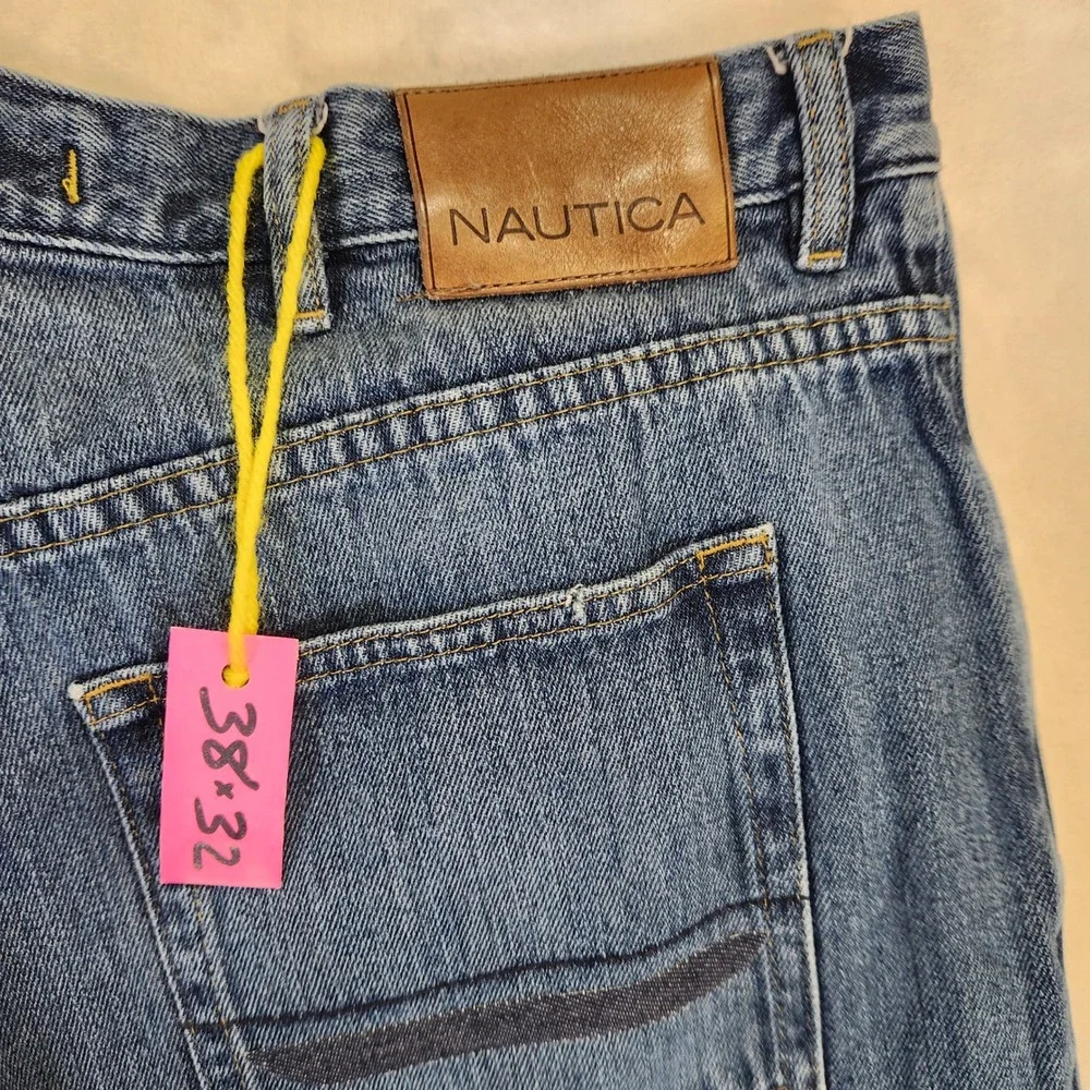 Nautica NS83 J-Class Mens Jeans 38x32 Medium Wash Straight‎ Leg Denim Blue